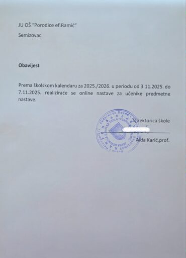 Online nastava u školskoj 2025/2026.